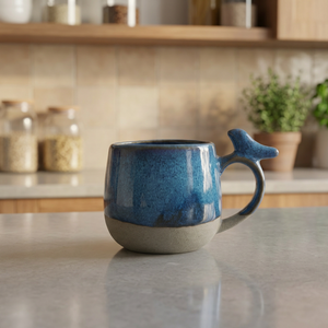 Taza de Cerámica Hecha a Mano, Diseño Wabi-Sabi Azul, Color Sólido, Acabado Mate, para Uso Doméstico - Product Image 1