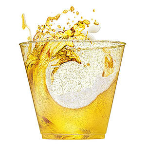 Stock 9OZ Gobelets jetables en plastique PS Elegant avec bord doré Paillettes dorées - Product Image 6