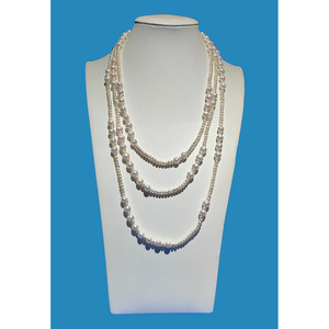 Multi Layered <b>Long</b> Pearl Freshwater Cultured Round Pearl 5 8.5mm Sweater <b>Necklace</b> Women's Everyday Wear White - Product Image 1