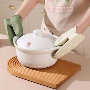 Mitaines de cuisson en silicone imprimées avec clip antidérapant et antiadhésif, accessoires d'isolation pour four, gants de cuisine - Product Image 4
