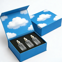 Boîte cadeau cosmétique rigide à fermeture magnétique de qualité supérieure avec doublure en éponge et finition mate, motif lune et étoiles argentées pour crème visage