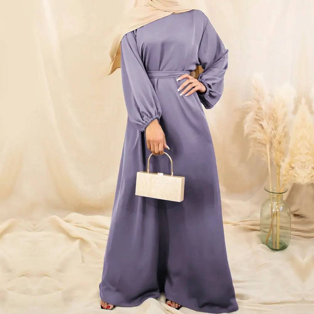 Yibaoli Fabrikant Goed Gemaakte Islamitische Vrouwen Jurken Arab Dubai Satijn Effen Abaya Jurken Islamitische