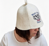 Chapeau de sauna personnalisé avec broderie du logo du club, 100% feutre de laine de Nouvelle-Zélande, couvre-chef de sauna personnalisé pour les entreprises, vente en gros