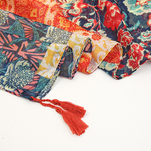 Vente en gros châle de haute qualité en coton et <span class=keywords><strong>lin</strong></span> imprimé, foulard tendance de style national doux, <span class=keywords><strong>voile</strong></span> de protection solaire - Product Image 6