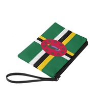 Dompet Koin Mini Kanvas Cetak Warna Campuran Bendera Dominika, Dompet Portabel Ritsleting Modis untuk Koin & Barang-Barang Kecil