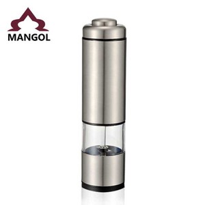 Moulin à poivre électrique en acier inoxydable, moulin à sel et à poivre portable en forme de cylindre avec couvercle en métal pour les voyages et la cuisine - Product Image 2