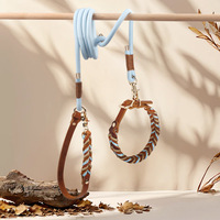 Ensemble collier et laisse pour chien, tressé à la main, réglable, colliers pour animaux de compagnie durables, laisses pour chiens avec anneau en D pour chiens de petite, moyenne et grande taille
