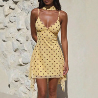 Robe d'été décontractée pour femme, style européen et américain, nouvelle collection, en mousseline douce, élégante, à bretelles, dos nu, imprimée à pois, très tendance