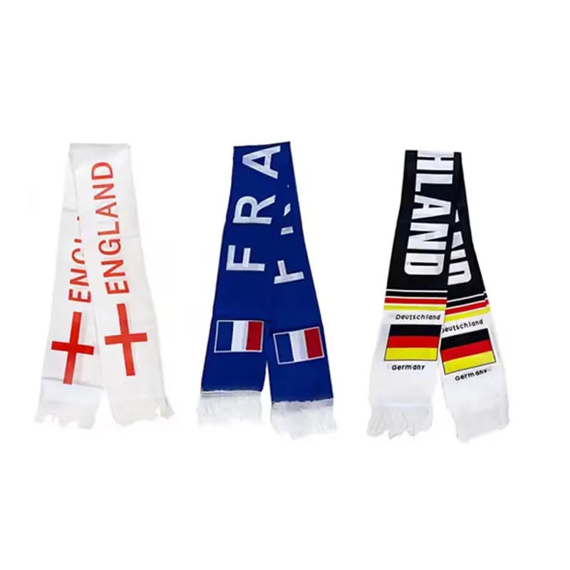 All'ingrosso 2024 prodotti per appassionati di calcio 18*150 Cm germania Inghilterra francia bandiera sciarpa per gli appassionati di calcio regalo decorativo