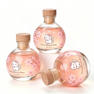Botella de Vidrio Transparente Redonda con Tapón de Corcho, en Forma de Bola, de 8oz y 4oz, para Envasar Pociones, <span class=keywords><strong>Vino</strong></span> y Jugos de Frutas - Product Image 1