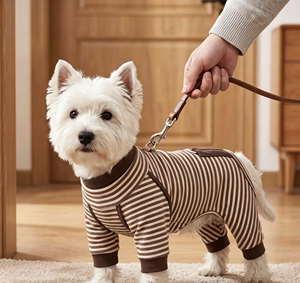 Roupa para Cães de Flanela Outono/Inverno, Camada Base de Quatro Patas com Listras e Cordão para Coleira; Roupa Casual Quente, Confortável e Versátil para Pets, Perfeita - Product Image 3
