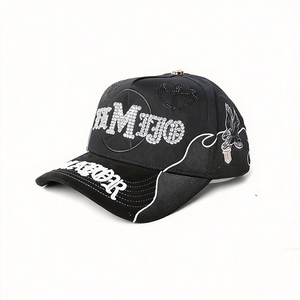 Nouvelle Casquette de Baseball en <span class=keywords><strong>Daim</strong></span> à 5 Panneaux avec Logo Brodé 3D et Strass, Visière Courbe, Gorras G5, Broderie Personnalisée ABZ BAEZ - Product Image 6