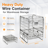 Conteneur en treillis métallique pliable et détachable, empilable, robuste, capacité 300 kg, pour un stockage efficace des marchandises et des entrepôts