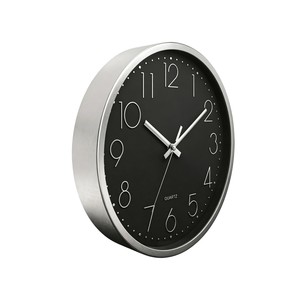 Premium Modern 12 Inch Black Metal Frame <b>3D</b> Raised Numeral Silent Sweep Quartz Analog Easy Read Battery-Powered <b>Wall</b> <b>Clock</b> - Product Image 2