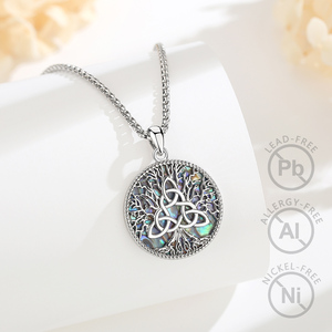 Collana Gotica Merryshine con Ciondolo a Spirale Albero della Vita in Rame e Madreperla di Abalone per Madre e Figlia - Product Image 6
