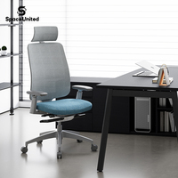 Chaise de bureau ergonomique pivotante moderne SpaceUnited avec appuie-tête réglable, dossier haut en maille respirante pour le bureau