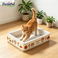 Petaful Griffoir carré moderne de luxe pour chat, thème chat, avec nid de repos, hauteur réglable, en carton ondulé écologique