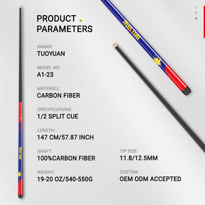 TuoYuan – Queue de billard en fibre de carbone robuste et durable (11,8/12,5/12,9 mm) – Vente en gros directe usine – Livraison rapide depuis l'entrepôt - Product Image 3