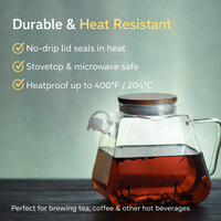 Bouteille d'eau en verre borosilicate grande capacité, résistante à la chaleur et au froid, compatible eau bouillante et réfrigérateur, pichet à large ouverture pour infuser le thé