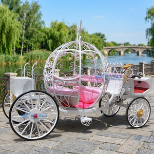 High‑end Luxury Electric Wedding Pumpkin Carriage Elegant White Wrought Iron Metal Prop For Bride And Outdoor Decoration - Product Image 1
