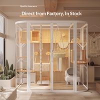 Villa pour chat Meow de haute qualité, extra large, luxueuse, en bois massif, cage panoramique pour chat d'intérieur, toutes saisons, sans assemblage