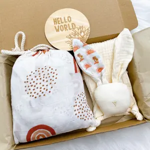 2022 New Organic Cotton Infant Wrap Neugeborene Weiche Bambus Baumwolle Meilenstein Musselin Wickel decke Baby Geschenkset Neugeborene