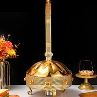 Luxuriöses Restaurant-Buffet Gold Edelstahl 201 6L/8L Kapazität Alkoholbetriebenes Speisenwärmer-Set Wärme- und Aufbewahrungsausrüstung RRR