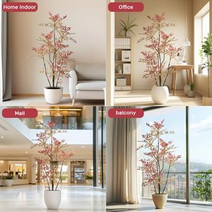 Árbol Artificial de Nandina ZMHLHYJY, Bambú Artificial Realista <span class=keywords><strong>para</strong></span> Interiores con Más de 800 Hojas, Maceta de Cemento, Decoración No Tóxica <span class=keywords><strong>para</strong></span> Hogar y Oficina - Product Image 5
