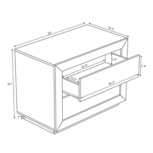 Nightstand In Whitewashed Oak Wood Finish Modern Bedroom Furniture <b>Storage</b> <b>Drawer</b> Unit - Product Image 2