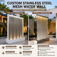 Mur d'eau en maille d'acier inoxydable sur mesure avec éclairage LED, cascade moderne pour extérieur/intérieur, idéal pour la décoration d'hôtel