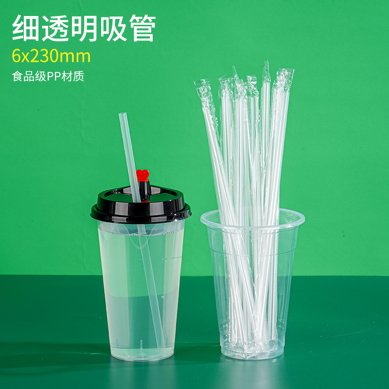 Pajitas finas y transparentes, 6 x 230 mm (4000 pajitas)