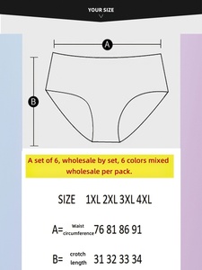 Mutandine <span class=keywords><strong>a</strong></span> vita alta da donna taglie forti, confezione assortita <span class=keywords><strong>6</strong></span> colori, in tessuto <span class=keywords><strong>a</strong></span> costine traspirante, slip con inserto in vita per donna, spedizione internazionale - Product Image 6