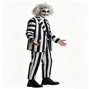 Disfraz de <span class=keywords><strong>Beetlejuice</strong></span> para Hombre, Conjunto de Traje con Rayas Blancas y Negras, Disfraz de Halloween - Product Image 1