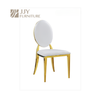 JJY-YHY-H001 vente en gros de luxe moderne en or en acier inoxydable dossier rond empilable hôtel événement salle à manger chaise de banquet pour mariage