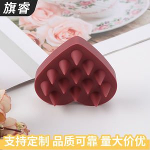 Silicone Scalp Massage Brush Claret Color For Wet And Dry Use Hair Care Device - Product Image 3