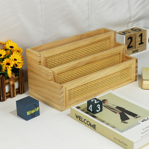 Bằng Gỗ Cube Lưu Trữ Organizer Bàn Organizer Mây Bằng Gỗ Hộp Lưu Trữ Ba Tầng Gỗ Chủ Bút - Product Image 6