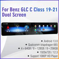 Pour Benz C/GLC 2016-2022 Écran double Android 12,3 pouces Carplay sans fil Navigation GPS Lecteur multimédia pour voiture