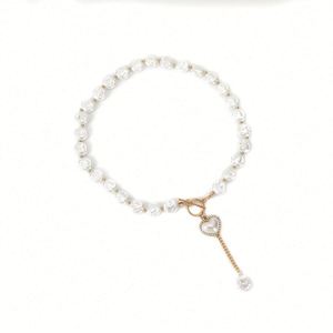 European American Single-Layer Baroque Imitation Pearl Gold Plated Women's Love Pendant <b>Cross</b>-Border Buddhism Necklace Suit - Product Image 5