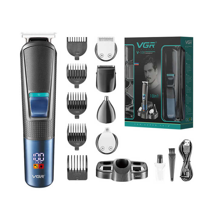 VGR V-108 5 in 1 Mens Grooming Kit Professional Electric Shaver Beard and Nose Hair Trimmer  Barber Hair Clipper Set