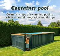 Piscine préfabriquée en conteneur de grande taille avec fenêtre en verre, piscine en conteneur, piscine extérieure avec terrasse