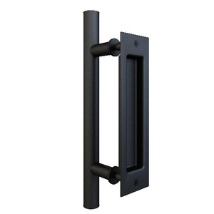 Heavy Duty Powder Coated Black Finish Matches Industrial Design Hardware Kits Flush Pull Barn Door Handle - Product Image 5