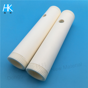 Tubo Roscado de Cerámica de Alúmina de Precisión Al2O3, Manguito con Rosca Externa y Orificio Lateral para Conexión Mecánica - Product Image 1
