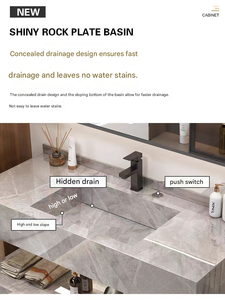 Элитный современный комплект для ванной комнаты: тумба из нержавеющей стали с раковиной, подвесной шкафчик для виллы - Product Image 4