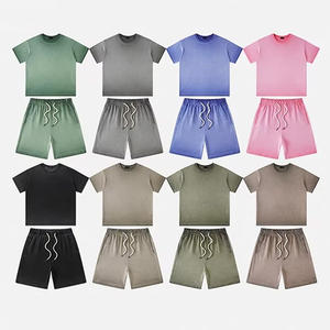 Ensemble t-shirt personnalisé 100% coton impression graphique lourd javel acide lavé Vintage lâche garçons ensemble de t-shirts - Product Image 1