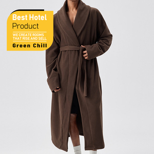 Wholesale Luxury <b>Spa</b> & Home Use Soft Absorbent Quick <b>Robe</b> Cotton Interloop Fabric Bathrobe with Belt - Product Image 1