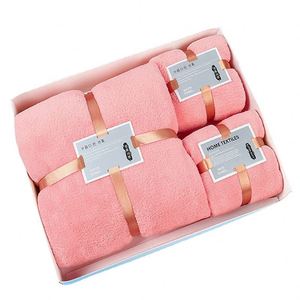 Soft Absorbent Eco-friendly Modern Coral Velvet Three-Piece <b>Bath</b> <b>Towel</b> Gift Box <b>Set</b> for Promotional Use Company Annual Personal - Product Image 5
