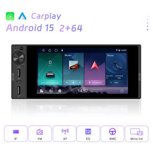 Podofo 6 ''Android 1 Din Car Stereo Incell Screen Car Player Android Carplay/Android Auto WIFI <span class=keywords><strong>RMD</strong></span> Tipo C Puerto USB Proveedor - Product Image 2