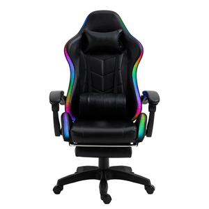 Silla de Juego Ergonómica con Masaje por Vibración y Luces RGB, Silla de Computadora Reclinable con Respaldo Alto y Reposapiés para Oficina en Casa - Product Image 2