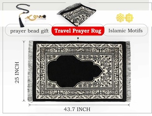 Juego de Regalos Islámicos con MOQ Bajo, Alfombra de Oración Islámica Suave para Ramadán, Eid, Nikkah, Alfombra de Oración Musulmana con Cuentas - Product Image 2