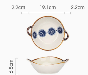 <b>Retro</b> Japanese Ceramic Ramen Bowl with Handles, Large Soup Bowl - Product Image 4